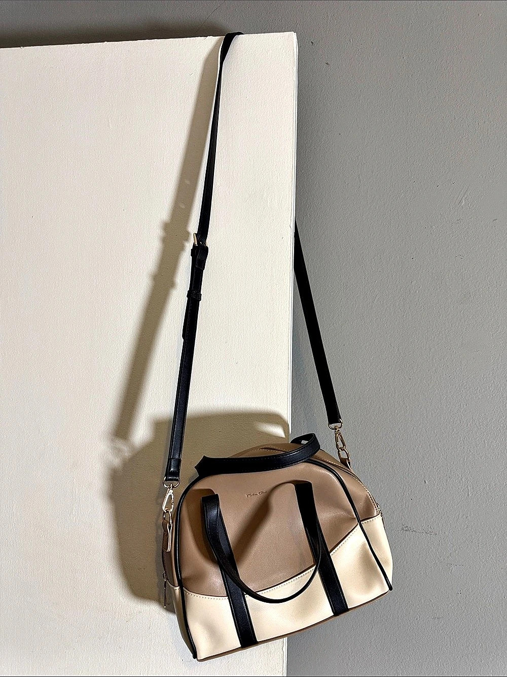 Milan Chiva Two-Tone Satchel in Brown & Cream Like New